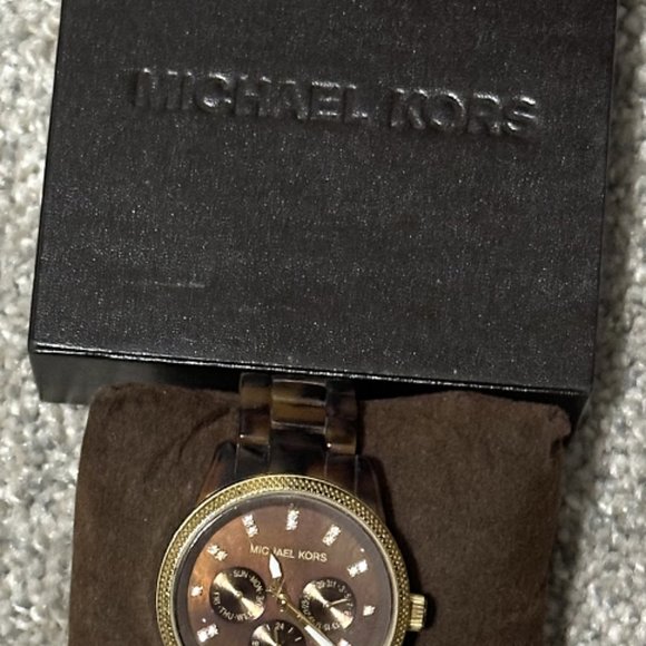 Michael Kors Gold and Tortoiseshell Watch